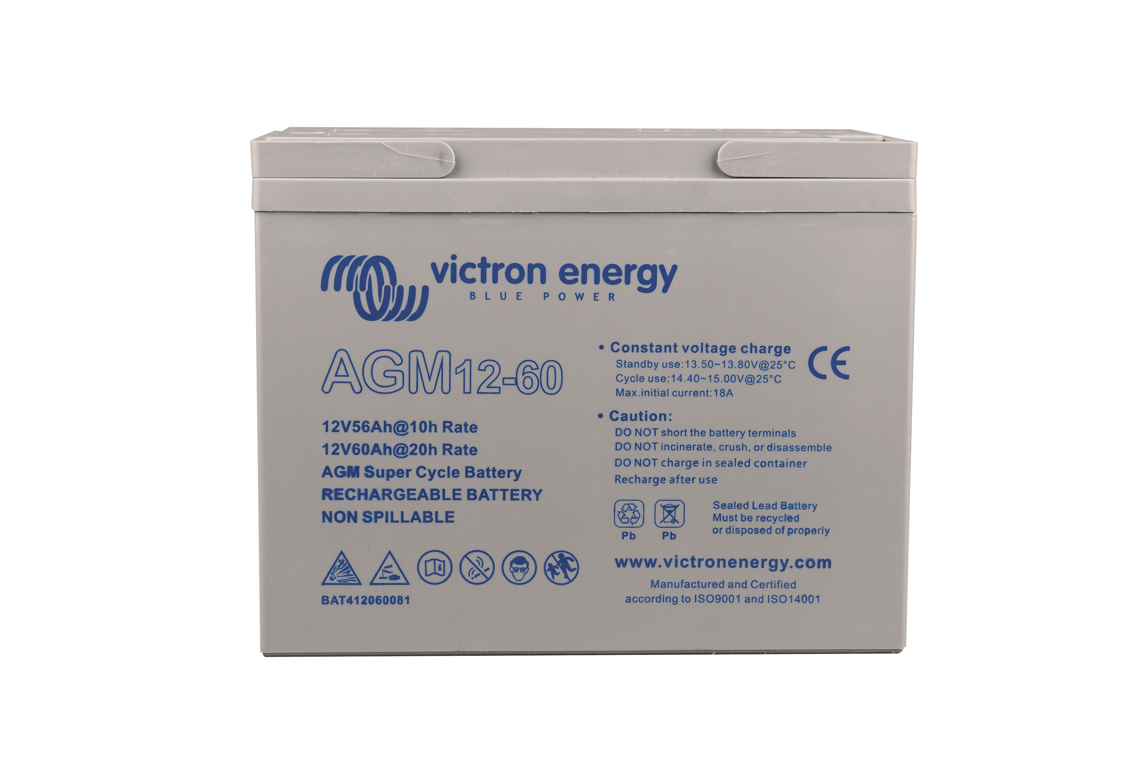 12V 60Ah AGM Super Cycle Battery (front) thumbnail